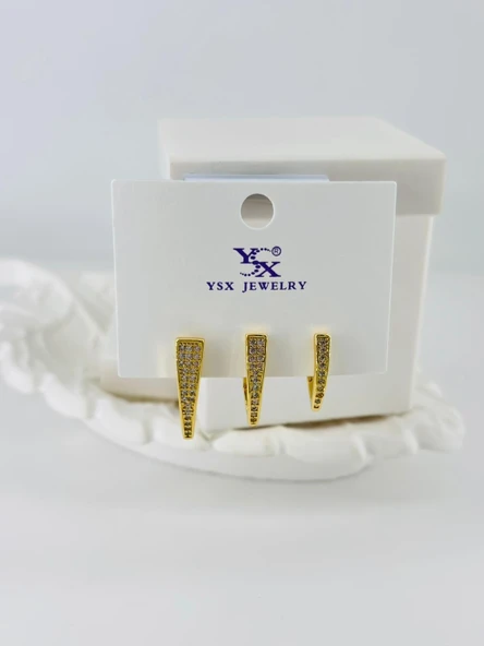 Zirkon Taşlı Üçlü Kombin Küpe - Kp00414 ürün görseli 1