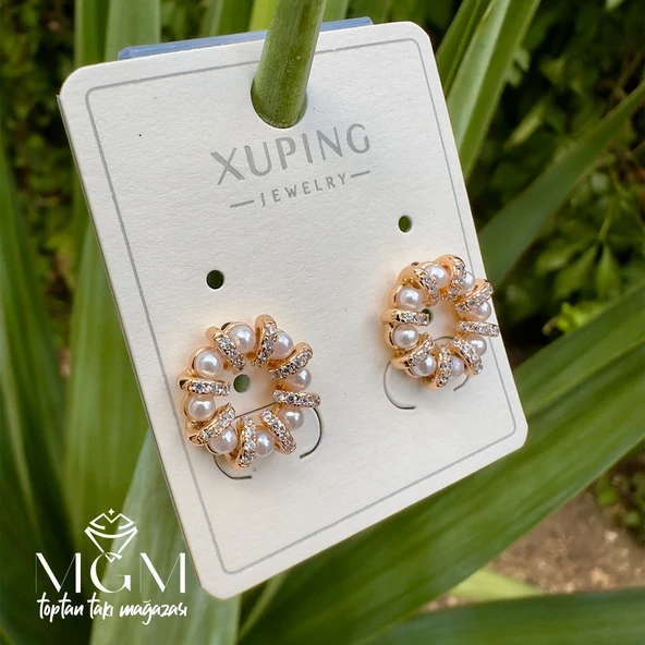 Xuping Taşlı İnci Detaylı Küpe - Kp00206 ürün görseli 1