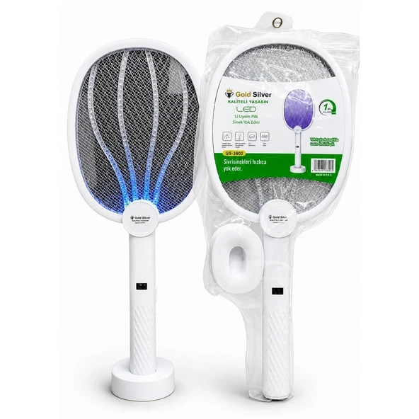 Gs-3602 Şarjlı Led Sivrisinek Öldürücü Raket Standlı Çift Kullanımlı Lityum Pilli ürün görseli 1