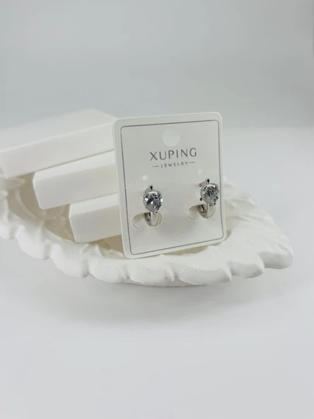 Rodyum Zirkon Taşlı Pirinç Zirkon Küpe - Kp00321 ürün görseli 1