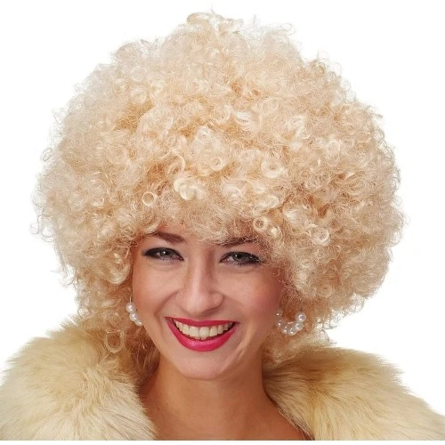 Altın Renk Kıvırcık Afro Parti Peruğu ürün görseli 1