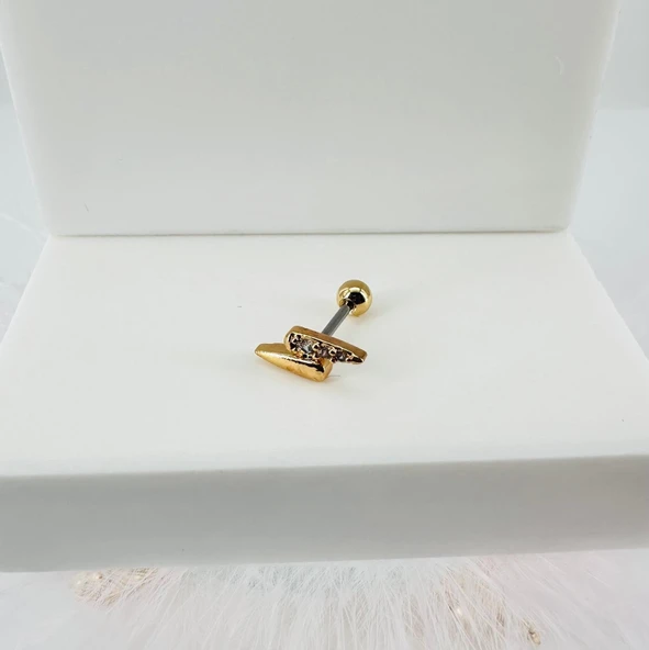 Zirkon Taşlı Uç Kısmı : Pirinç Kıkırdak Bar Uzunluğu : 6 Mm / Bar Kalınlığı 0.8 Mm / Top Boyu 3 Mm - Pt0010-1 ürün görseli 1