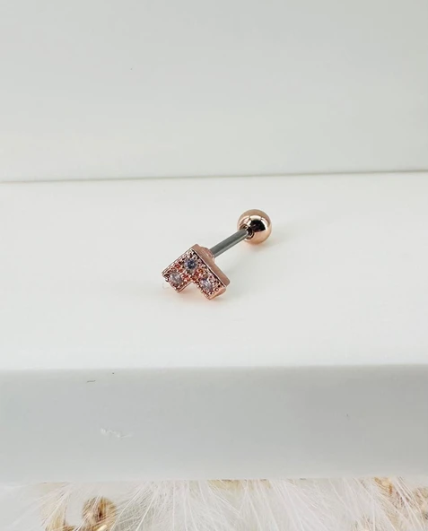 Rose Zirkon Taşlı Uç Kısmı : Pirinç Kıkırdak Bar Uzunluğu : 6 Mm / Bar Kalınlığı 0.8 Mm / Top Boyu 3 Mm - Pt0008-2 ürün görseli 1