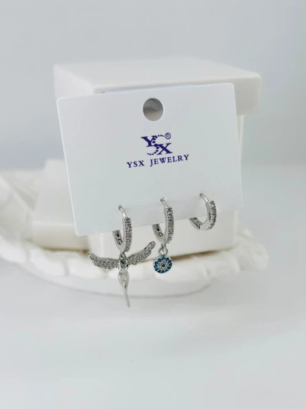 Zirkon Taşlı Üçlü Kombin Küpe - Kp00394 ürün görseli 1