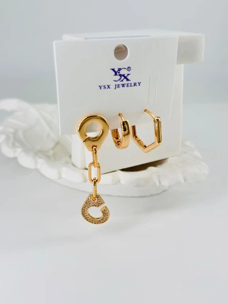 Zirkon Taşlı Üçlü Kombin Küpe - Kp00364 ürün görseli 1
