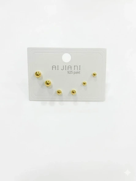Zirkon Taşlı Pirinç Altılı  Kombin Küpe - Kp00588 ürün görseli 1