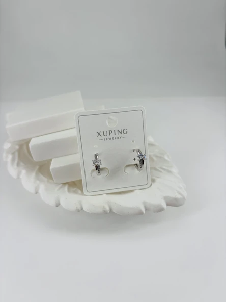 Rodyum Zirkon Taşlı Pirinç Zirkon Küpe - Kp00319 ürün görseli 1