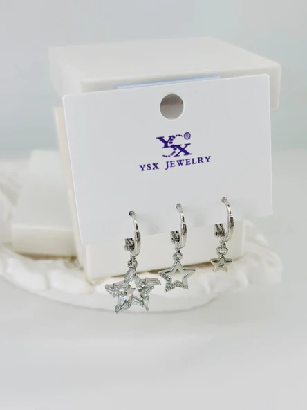 Zirkon Taşlı Üçlü Kombin Küpe - Kp00388 ürün görseli 1