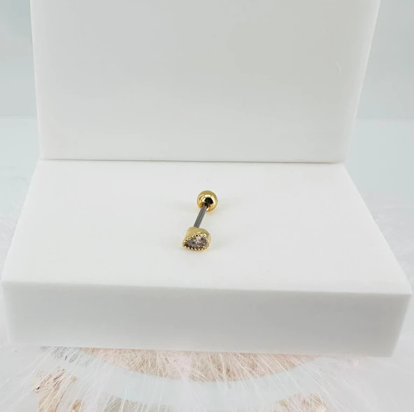 Zirkon Taşlı Uç Kısmı : Pirinç Kıkırdak Bar Uzunluğu : 6 Mm / Bar Kalınlığı 0.8 Mm / Top Boyu 3 Mm - Pt0042-1 ürün görseli 1