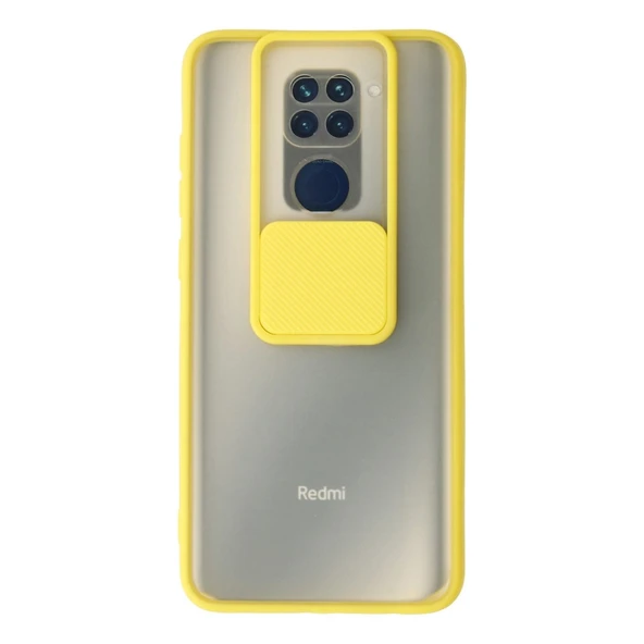 Xiaomi Redmi Note 9 Kılıf Palm Buzlu Kamera Sürgülü Silikon - Sarı ürün görseli 1