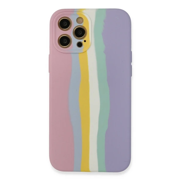 Apple İphone 12 Pro Max Kılıf Ebruli Lansman Silikon - Pembe-lila ürün görseli 1