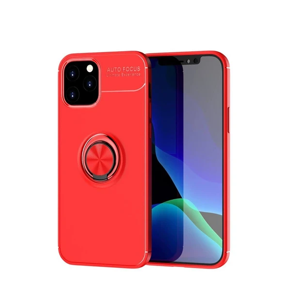 Apple İphone 12 Kılıf Range Yüzüklü Silikon - Kırmızı ürün görseli 1