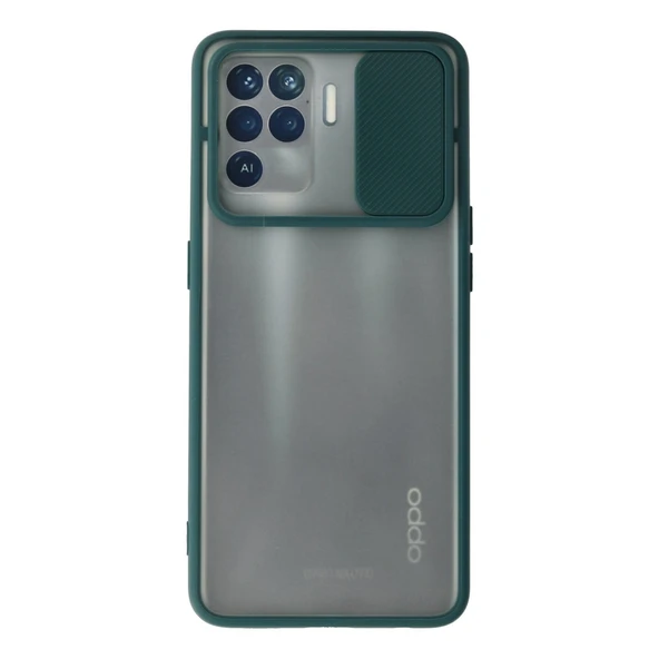 Oppo Reno 5 Lite Kılıf Palm Buzlu Kamera Sürgülü Silikon - Yeşil ürün görseli 1