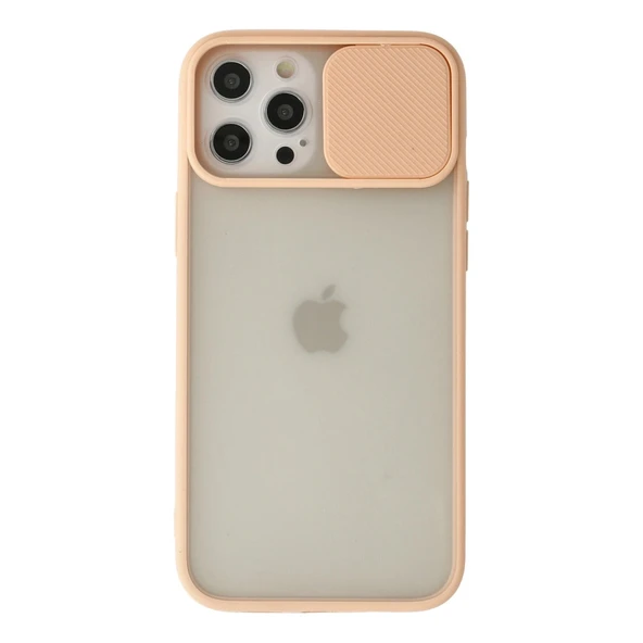 Apple İphone 12 Pro Max Kılıf Palm Buzlu Kamera Sürgülü Silikon - Pembe ürün görseli 1
