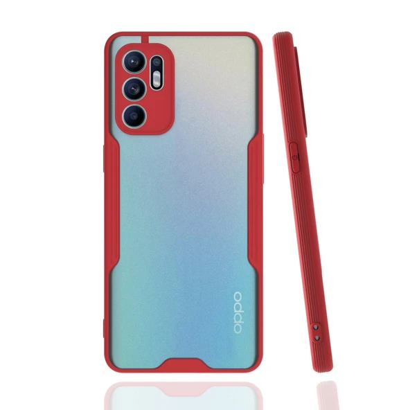 Oppo Reno 6 Kılıf Platin Silikon - Kırmızı ürün görseli 1