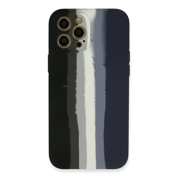 Apple İphone 12 Pro Max Kılıf Ebruli Lansman Silikon - Siyah-lacivert ürün görseli 1