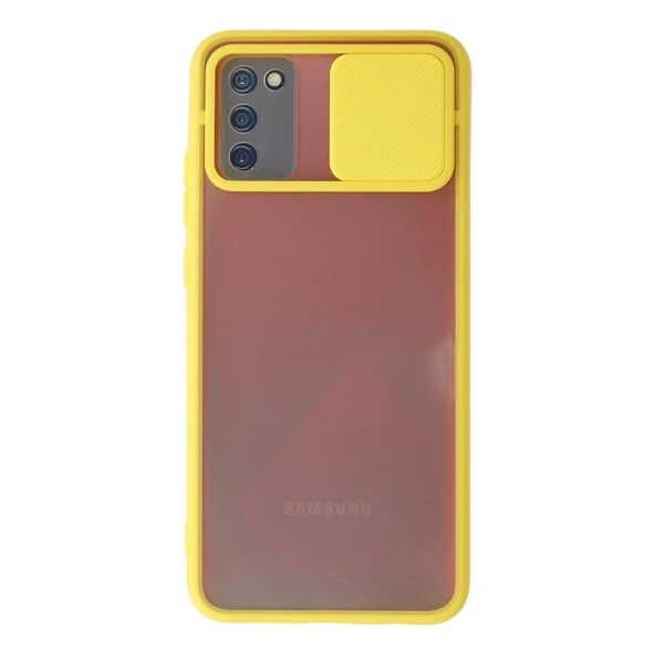 Samsung Galaxy A02s Kılıf Palm Buzlu Kamera Sürgülü Silikon - Sarı ürün görseli 1