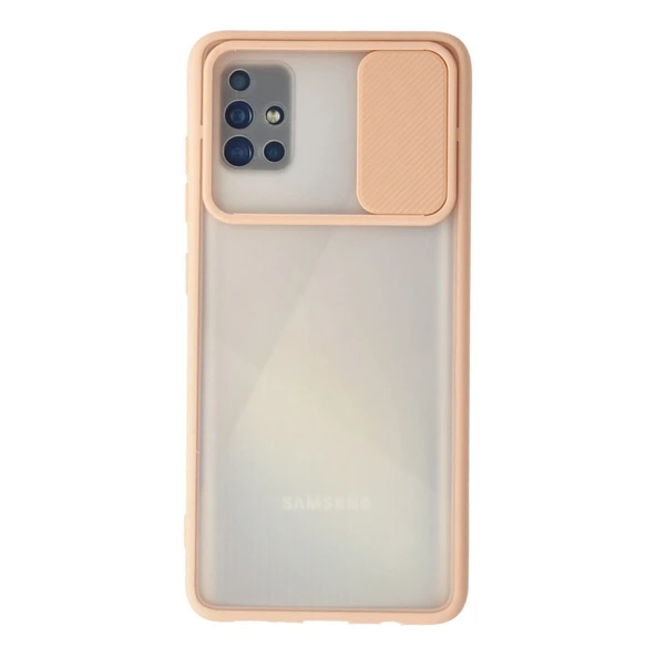 Samsung Galaxy A71 Kılıf Palm Buzlu Kamera Sürgülü Silikon - Pembe ürün görseli 1