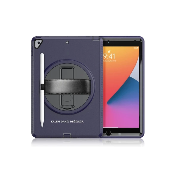 Apple İpad 10.2 (7.nesil) Kılıf Hand Strap Tablet Kılıfı - Lacivert ürün görseli 1