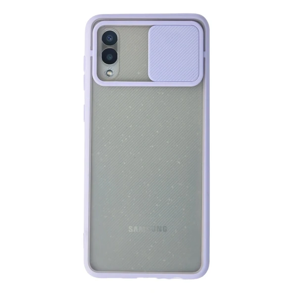 Samsung Galaxy A02 Kılıf Palm Buzlu Kamera Sürgülü Silikon - Lila ürün görseli 1