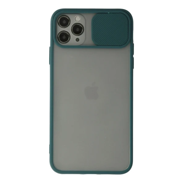 Apple İphone 11 Pro Kılıf Palm Buzlu Kamera Sürgülü Silikon - Yeşil ürün görseli 1