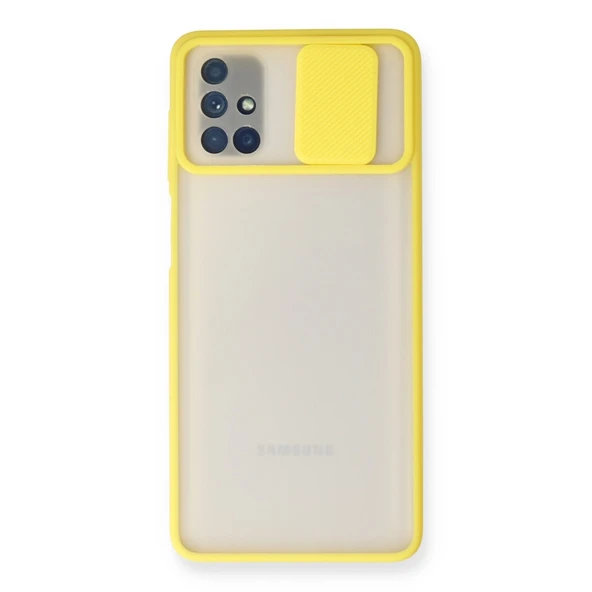 Samsung Galaxy M51 Kılıf Palm Buzlu Kamera Sürgülü Silikon - Sarı ürün görseli 1