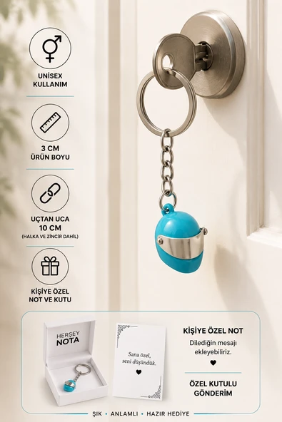Mavi Kask Figürlü Anahtarlık Unisex Metal Anahtarlık ürün görseli 1