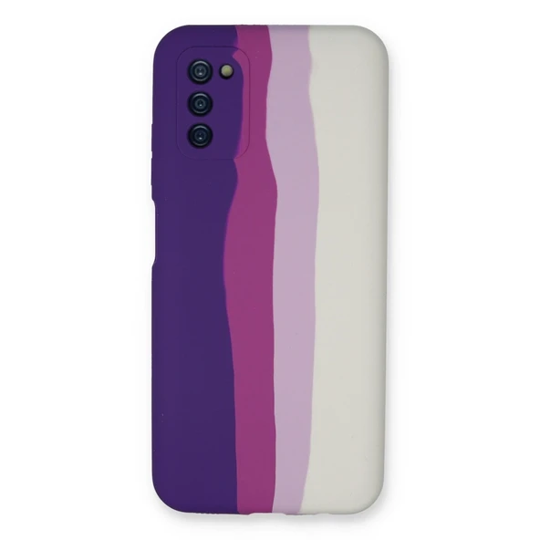 Samsung Galaxy A03s Kılıf Ebruli Lansman Silikon - Mor-beyaz ürün görseli 1