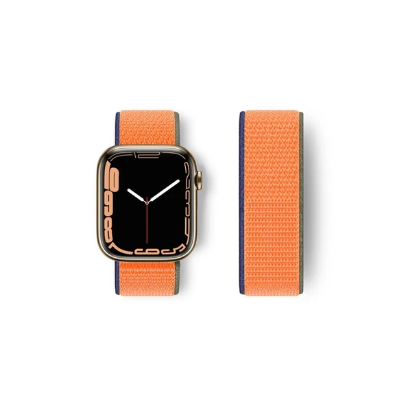 Apple Watch 42mm Hasırlı Cırtcırtlı Kordon - Turuncu ürün görseli 1