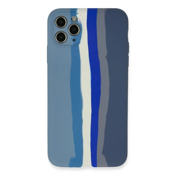 Apple İphone 11 Pro Kılıf Ebruli Lansman Silikon - Mavi-gri ürün görseli 1