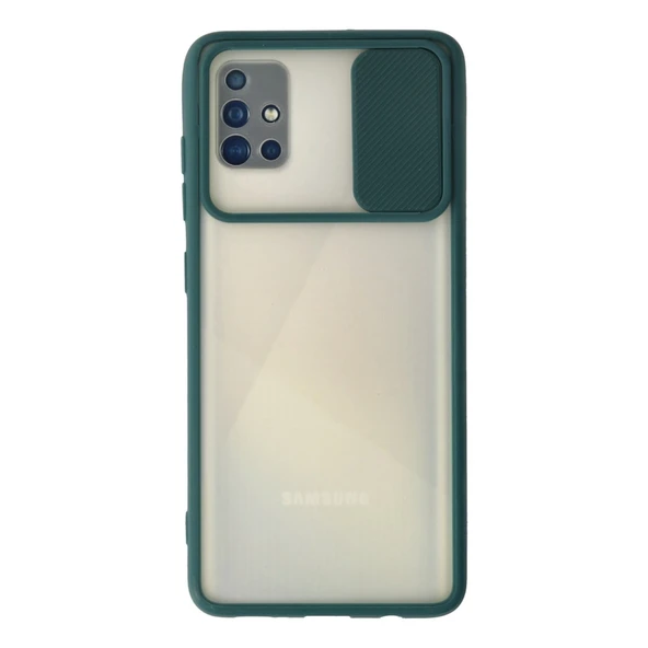 Samsung Galaxy A71 Kılıf Palm Buzlu Kamera Sürgülü Silikon - Yeşil ürün görseli 1