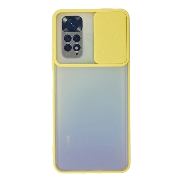 Xiaomi Redmi Note 11 Kılıf Palm Buzlu Kamera Sürgülü Silikon - Sarı ürün görseli 1