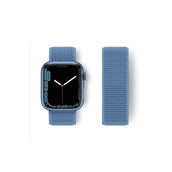 Apple Watch 42mm Hasırlı Cırtcırtlı Kordon - Mavi ürün görseli 1