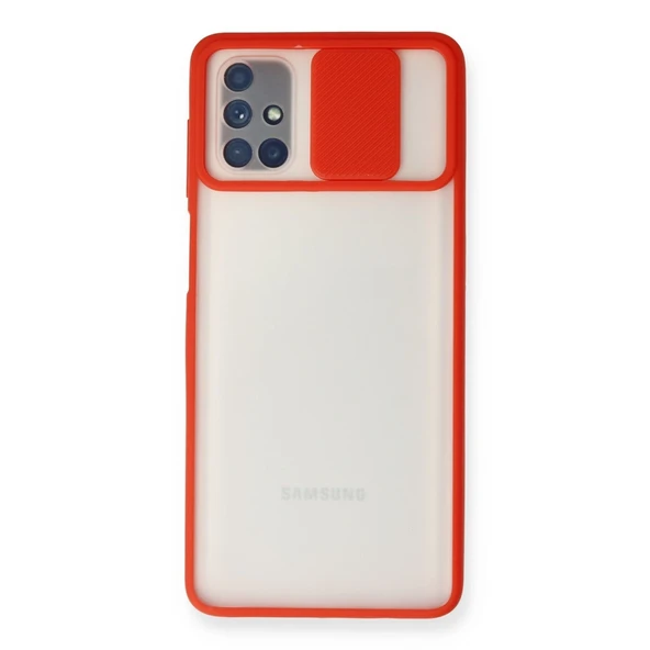 Samsung Galaxy M51 Kılıf Palm Buzlu Kamera Sürgülü Silikon - Kırmızı ürün görseli 1