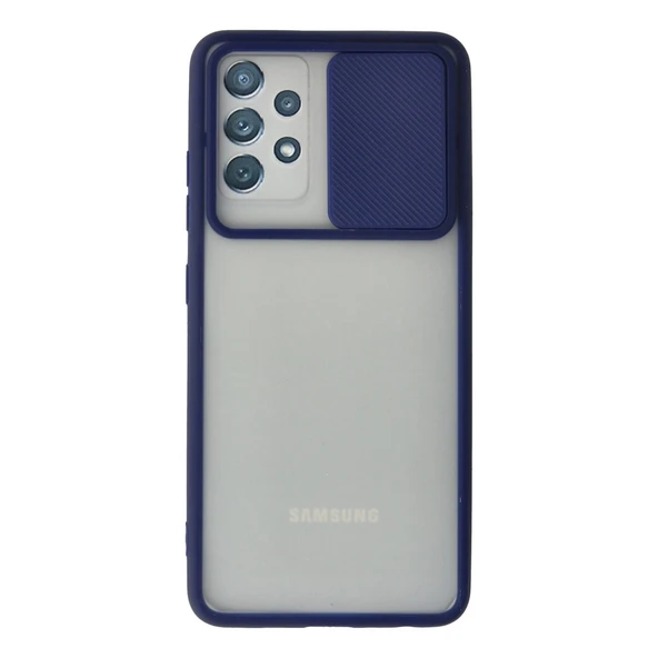 Samsung Galaxy A72 Kılıf Palm Buzlu Kamera Sürgülü Silikon - Lacivert ürün görseli 1