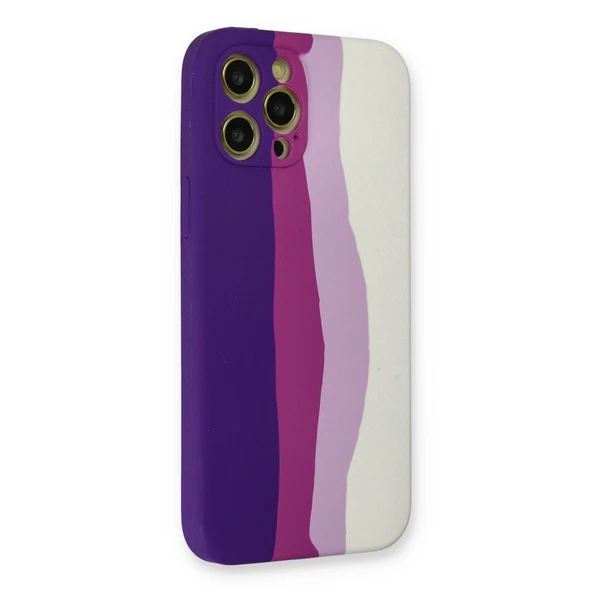 Apple İphone 12 Pro Max Kılıf Ebruli Lansman Silikon - Mor-beyaz - Resim 3