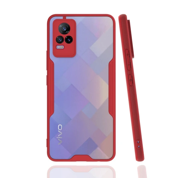 Vivo V21e Kılıf Platin Silikon - Kırmızı ürün görseli 1