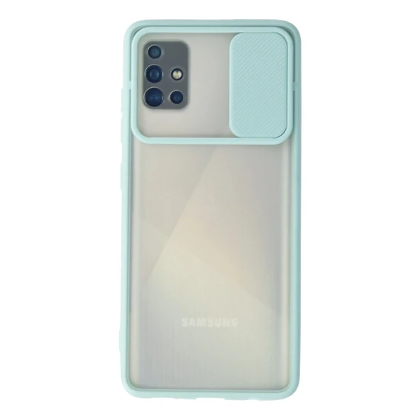 Samsung Galaxy A71 Kılıf Palm Buzlu Kamera Sürgülü Silikon - Turkuaz ürün görseli 1