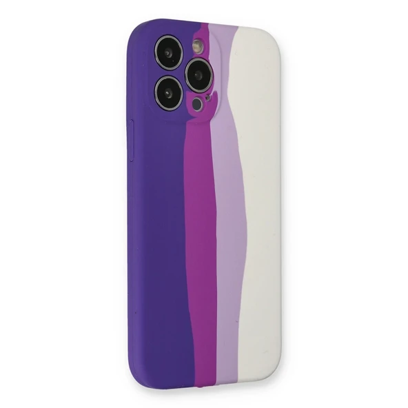 Apple İphone 13 Pro Kılıf Ebruli Lansman Silikon - Mor-beyaz - Resim 3