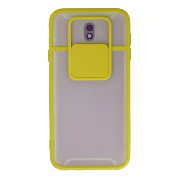 Samsung Galaxy J7 Pro / J730 Kılıf Palm Buzlu Kamera Sürgülü Silikon - Sarı ürün görseli 1