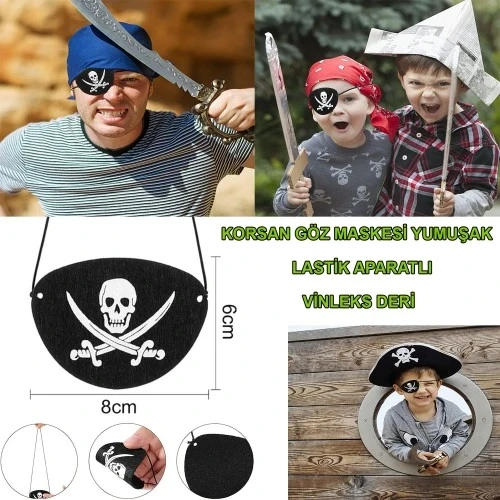 Vinleks Deri Korsan Göz Bandı Lastikli ürün görseli 1