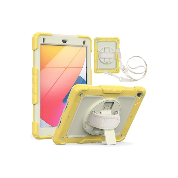 Apple İpad 5 Air 9.7 Kılıf Strap New Tablet Kapak - Sarı ürün görseli 1