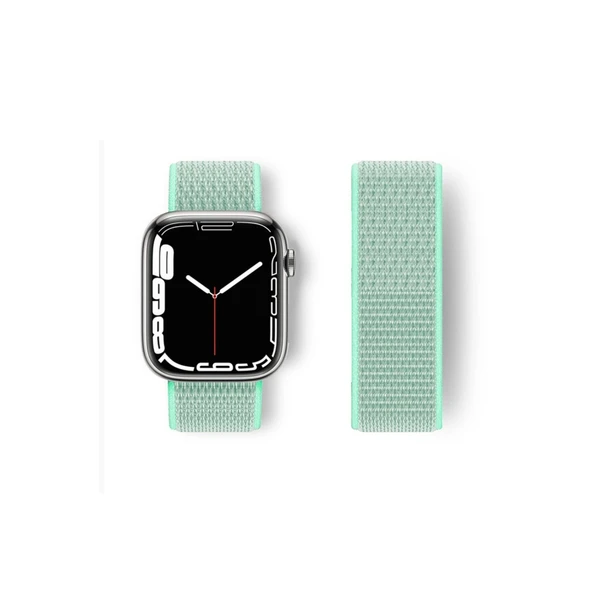 Apple Watch 42mm Hasırlı Cırtcırtlı Kordon - Turkuaz ürün görseli 1
