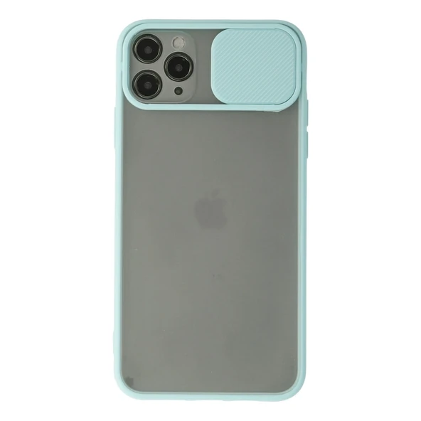 Apple İphone 11 Pro Max Kılıf Palm Buzlu Kamera Sürgülü Silikon - Turkuaz ürün görseli 1