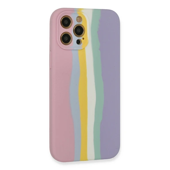 Apple İphone 12 Pro Max Kılıf Ebruli Lansman Silikon - Pembe-lila - Resim 2