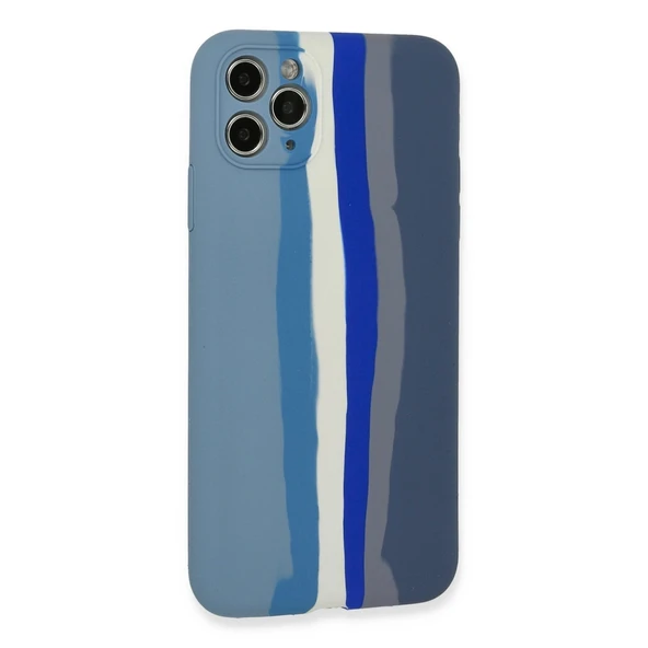 Apple İphone 11 Pro Kılıf Ebruli Lansman Silikon - Mavi-gri - Resim 3