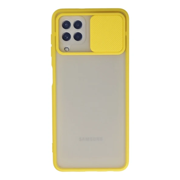 Samsung Galaxy A22 Kılıf Palm Buzlu Kamera Sürgülü Silikon - Sarı ürün görseli 1