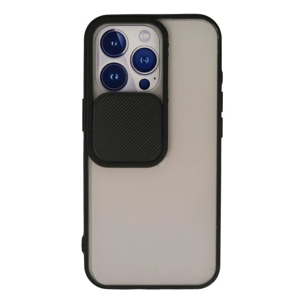 Apple İphone 13 Pro Kılıf Palm Buzlu Kamera Sürgülü Silikon - Siyah ürün görseli 1