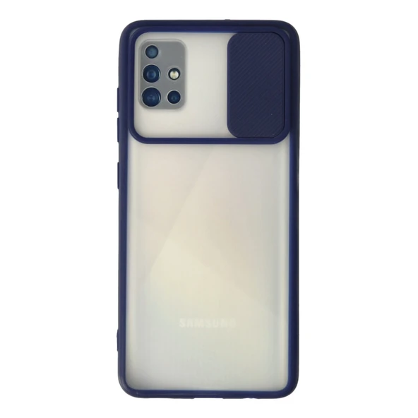 Samsung Galaxy A71 Kılıf Palm Buzlu Kamera Sürgülü Silikon - Lacivert ürün görseli 1