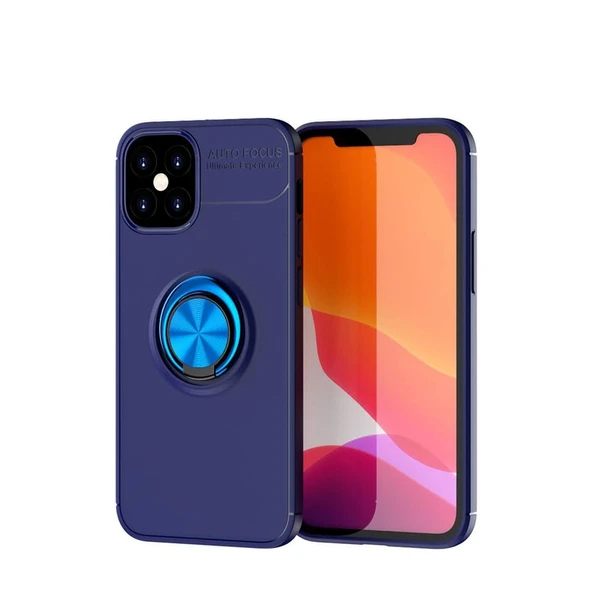 Apple İphone 12 Mini Kılıf Range Yüzüklü Silikon - Mavi ürün görseli 1